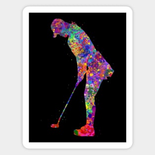 Female golfer watercolor art Magnet